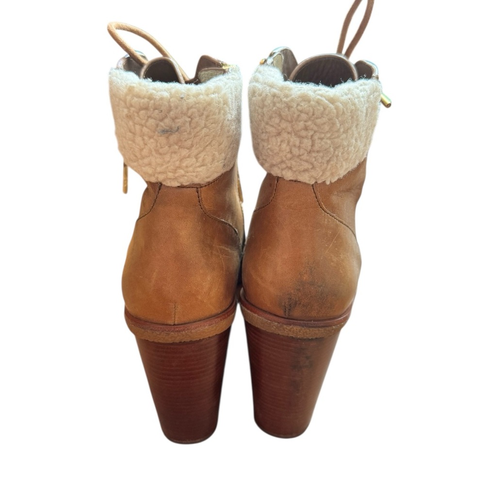 MICHAEL Michael Kors Tan Leather Lace-Up Block Heel Ankle Boots - Picture 7 of 12